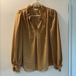 Max Studio Geometric Yellow Blouse S long sleeve